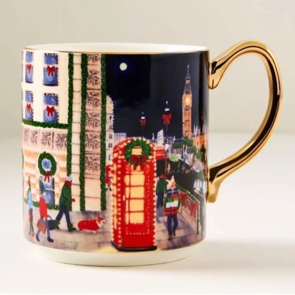 NWT ANTHROPOLOGIE Holiday in the City Mug London 2025 Mug Stoneware